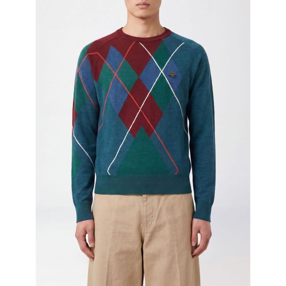 Vivienne Westwood Men Argyle Wool And Cotton Crewneck Jumper Vivienne Westwood